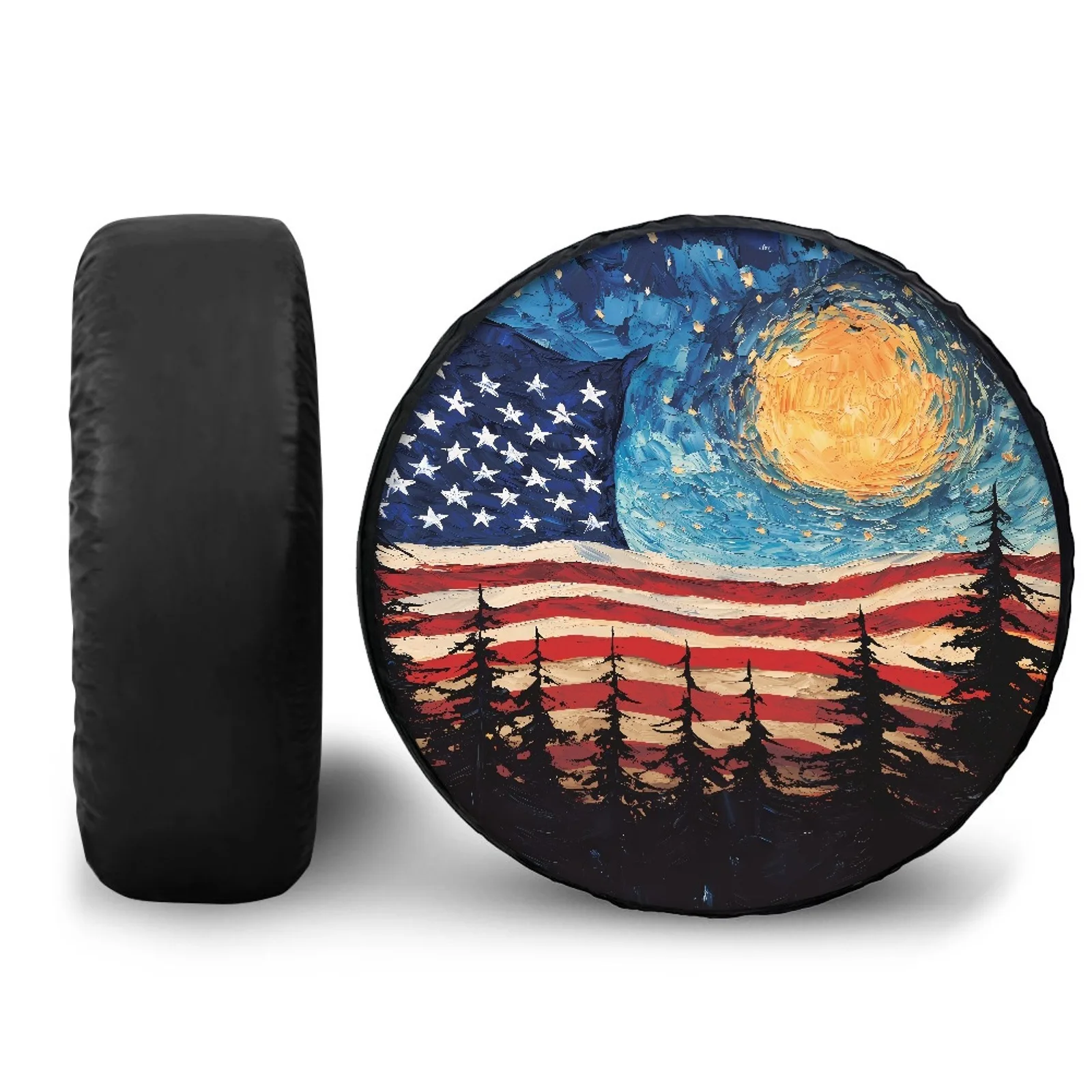 American Flag Tire Cover Wheel Protectors Weatherproof Dust-Proof Wheel Covers Universal Fit for Trailer Rv SUV Truck C-amper