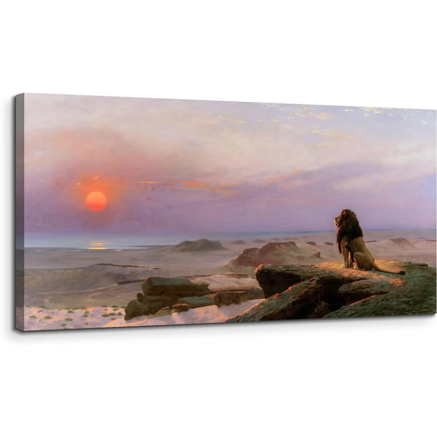 

Large Wall Art Vintage full diamond painting Sunset Landscape, Animal Lion Wall Decorations Paintings, Desert Scenery Farmhouse