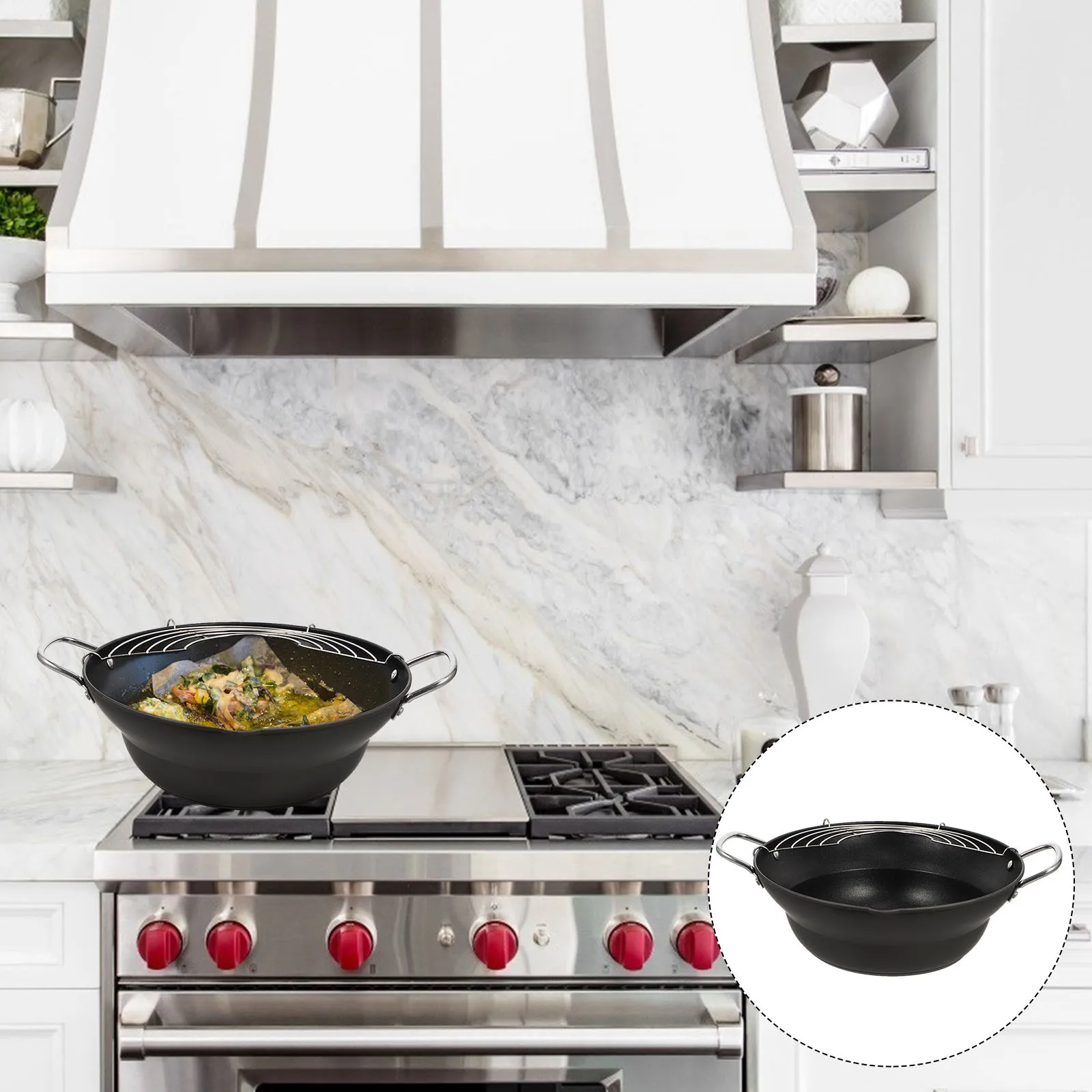 

1Pcs Practical Japanese Style Nonstick Fryer Smooth Surface Safe Use Home Frying Pot Deep Fryers Frying Pan Deep Fryer Pan