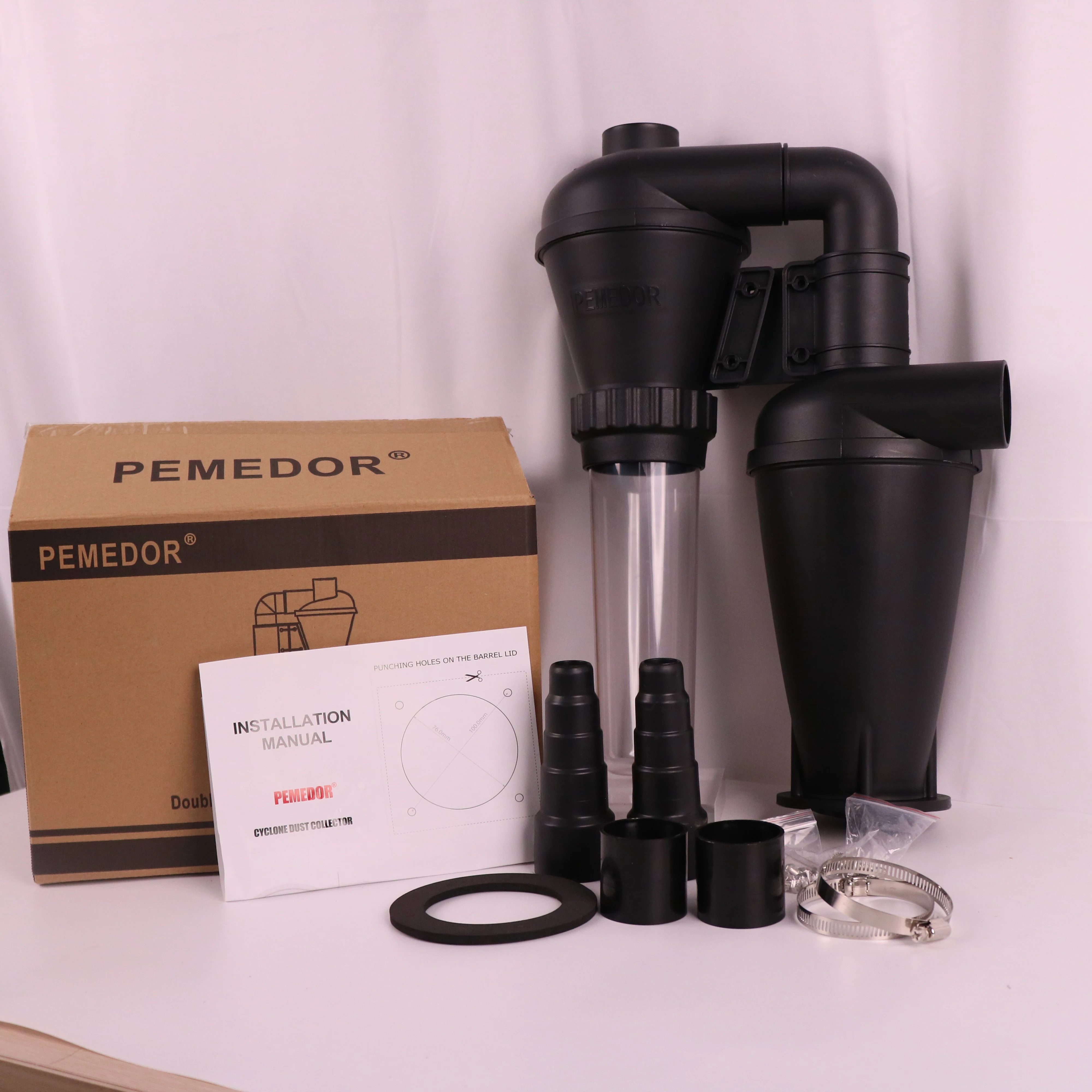 جهاز تجميع الغبار الصناعي بترشيح مزدوج ، فلتر الأعمال الخشبية المشحون بالتوربين سهل الاستخدام ، علبة فاصل ، 50 أو 2 بوصة #2