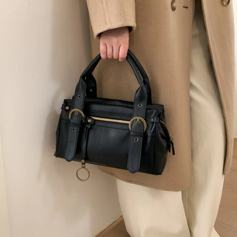 

Small Top-handle Bags For Women Luxury Designer Purse And Handbag Quality Casual Street Pure Color ladies Shoulder Boston Bag