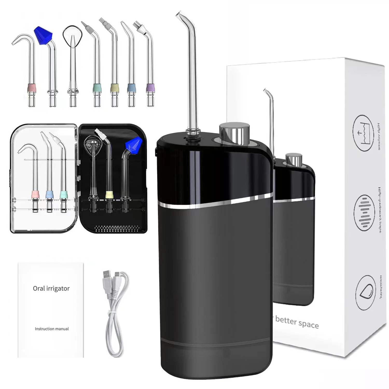 

Mini Oral Irrigator USB Rechargeable Water Flosser Portable Dental Water Jet 200ml Water Tank Waterproof Teeth Power Cleaner