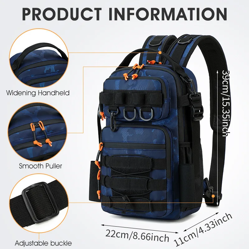 Fishing Lure Tactical Camping Backpack Outdoor Sports Bag Hiking Molle Tackle Bag with Rod Holder for Men Climbing Travel Bag