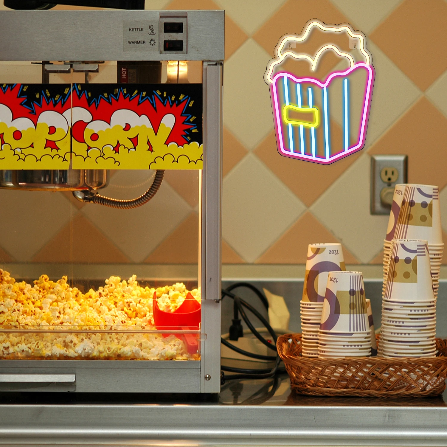 Popcorn Neon Signs For Room Wall Deroc 5/12V USB Power For Restaurant Art Derocation Gaming Club Party Neon Light