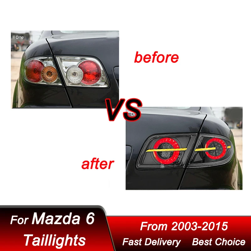 Car styling Tail Lights For Mazda 6 2003-2015 New style full LED Tail Lamp Dynamic Turn Signal Light Tail Lamp Assembly