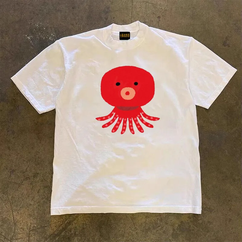 Pure Cotton Double Thread Loose Fit Short Sleeve T-Shirt for Men And Women Casual Comfortable Breathable Summer Top