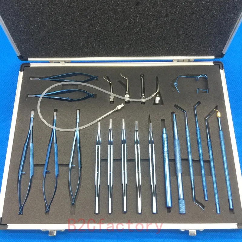 

21PCS Titanium Alloy Eye Ophthalmic Cataract & Intraocular Set Surgical Instrument Eye Micro Surgery Tools