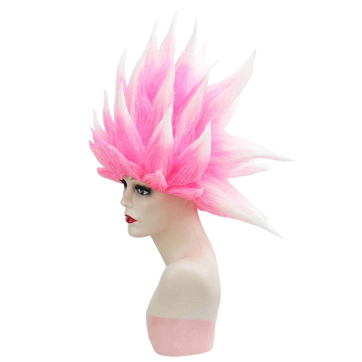 Anxin Brand Synthetic Fiber Wig: Pink and White Gradient Spiky Exaggerated Afro Style, with Three-Dimensional and Voluminous Hair Texture, and Distinct Color Layers; Made from High-Quality Synthetic Fiber Material, Comfortable to Wear and Easy to Maintain; Available in Multiple Colors Including Pink/White/Grey/Black; a Fashionable Item Suitable for Adult Men and Women for Cosplay Fantasy Character Costumes, Eye-Catching Party Outfits, and Personalized Trendy Styles for Themed Events