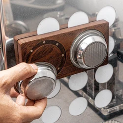58mm Solid Wood Coffee Powder Bowl Storage Board Magnetic Wall Hanging Base Single Double Basket Blind Bowl Storage Rack
