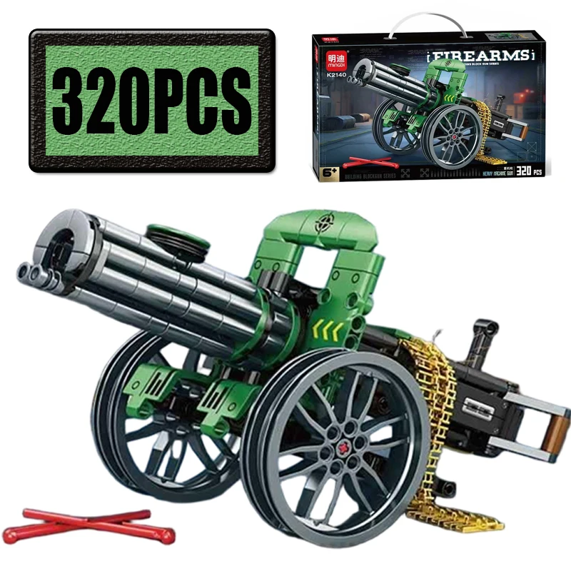 

WW2 Military Gatling MOC Can Fire Block Gun Model Building Block City Police Gatling Gun Assemble Brick Children Toys Gifts