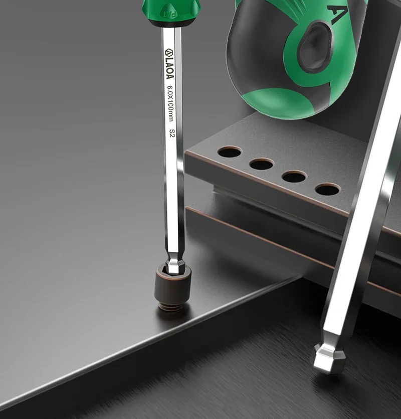 LAOA 1 Stück Sechskant-Schraubendreher S2 Präzisions-Sechskantschraubendreher Magnetisch 1,5/2,0/2,5/3/4/5/6 LA614H/LA62200 Serie – Detail 23