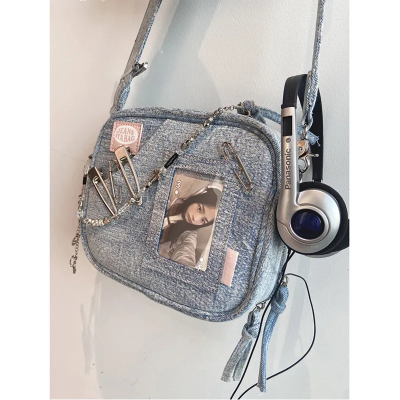 Y2K Vintage Denim Handbag Casual Fashion Canvas Shoulder Bag 2023 Spring New Fashion Crossbody Bag Luxury Japanese Square Bag