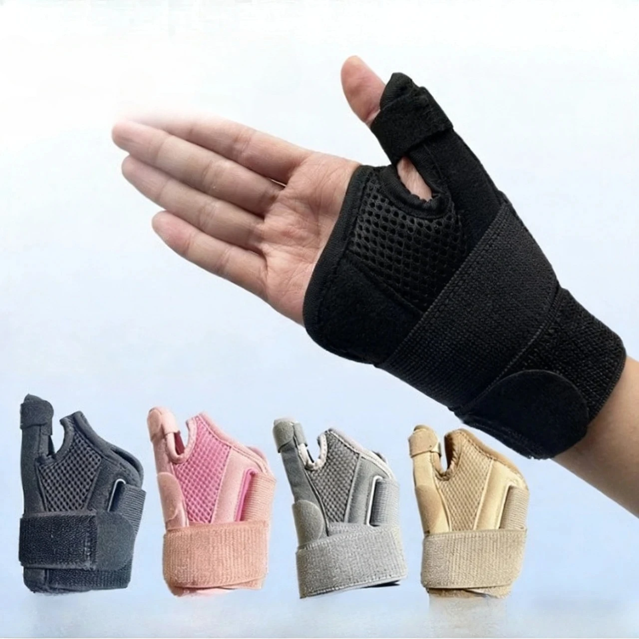 

Black Flexible Splint Wrist Thumb Support Brace for Tendonitis Breathable Thumb Protector Solid Guard Fit ForLeft Right Hand