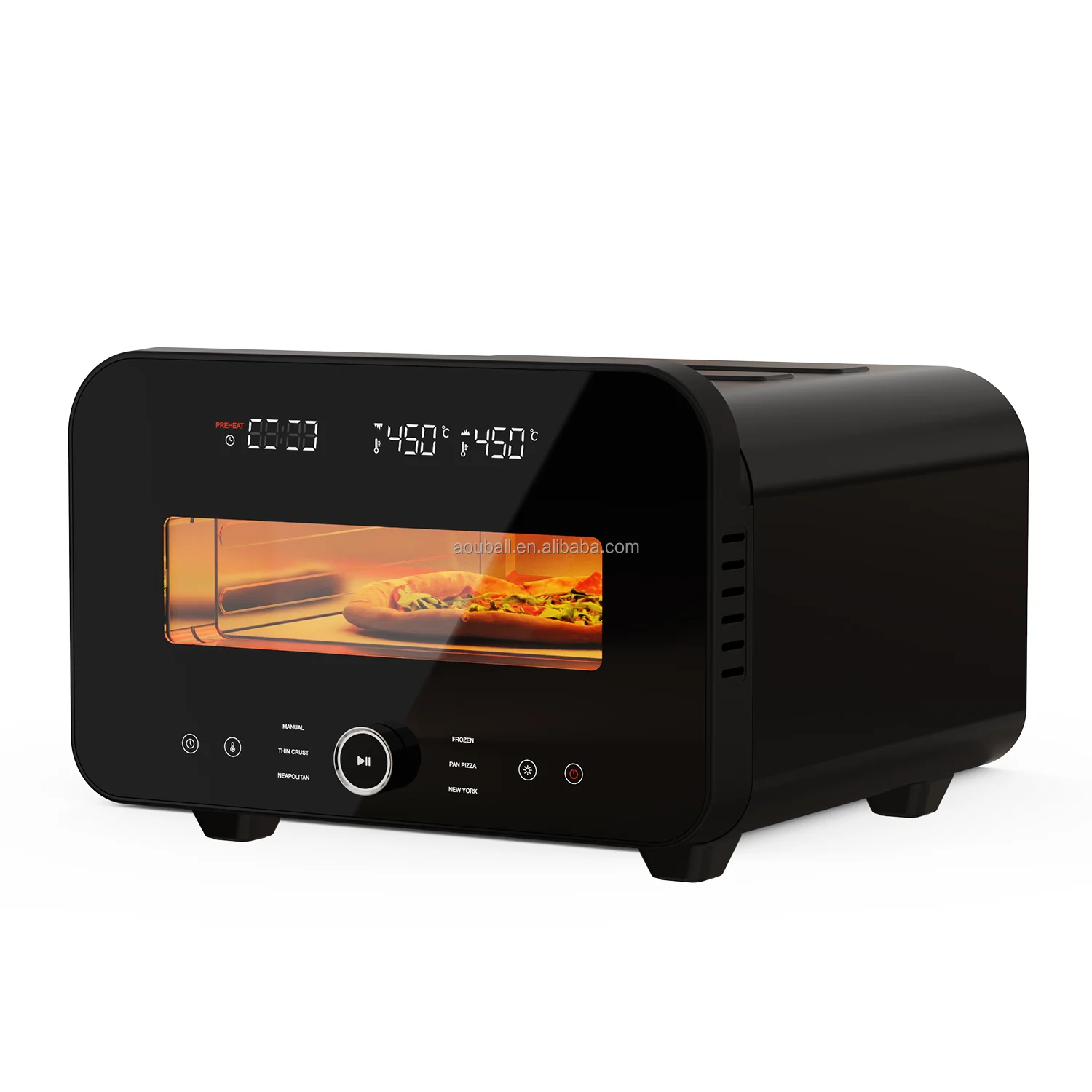 Electric 400C Touchscreen Modern Convection Pizza Oven for RV & Outdoor Use with Baking Pan