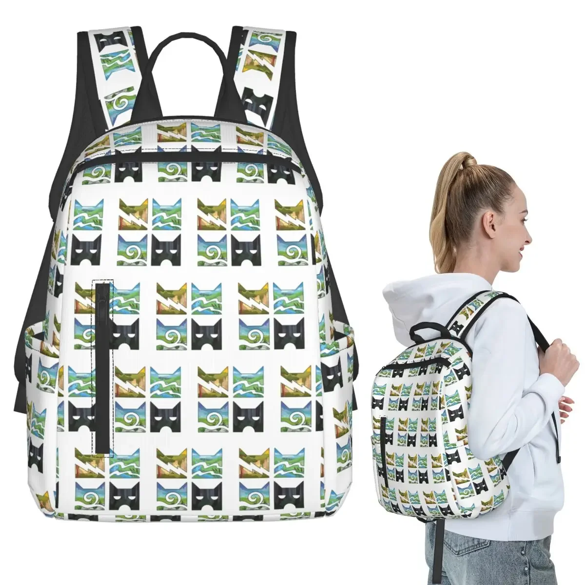 

Classic Four Warriors Warrior Cats Logo Backpack Student Boys Girls BookBag Kids School Bag Computer Shoulder Bags for Men Women