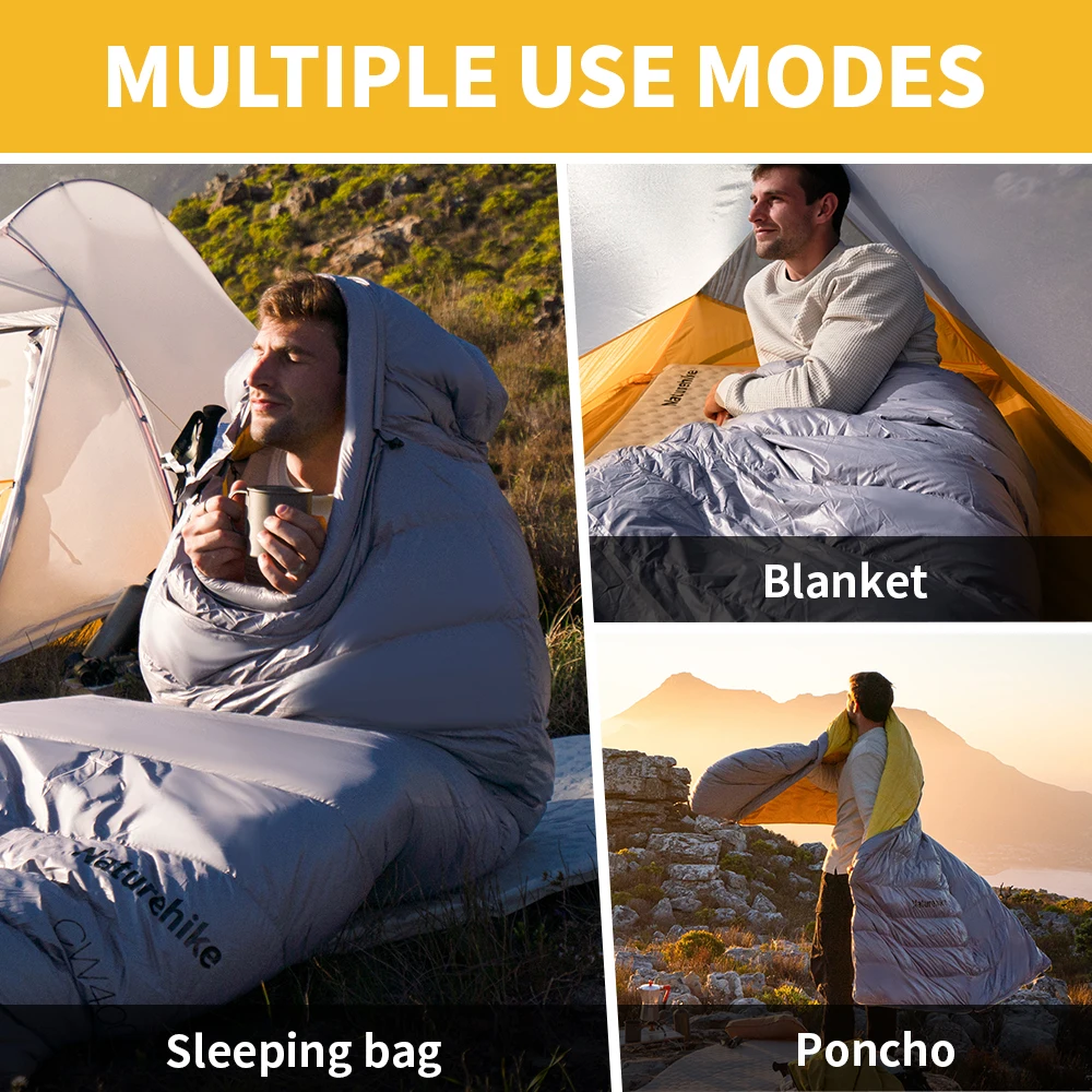 Śpiwory Naturehike CW400 Śpiwór zimowy na zewnątrz z kaczego puchu Ultralekki wodoodporny śpiwór Camping Piesze wycieczki Nylon 20D