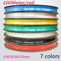 100M/Roll 5/6/8/10/12mm Six Color Heat Shrinkable Tube Shrink Tube Kit Insulation Tubing Wire Cable Insulation