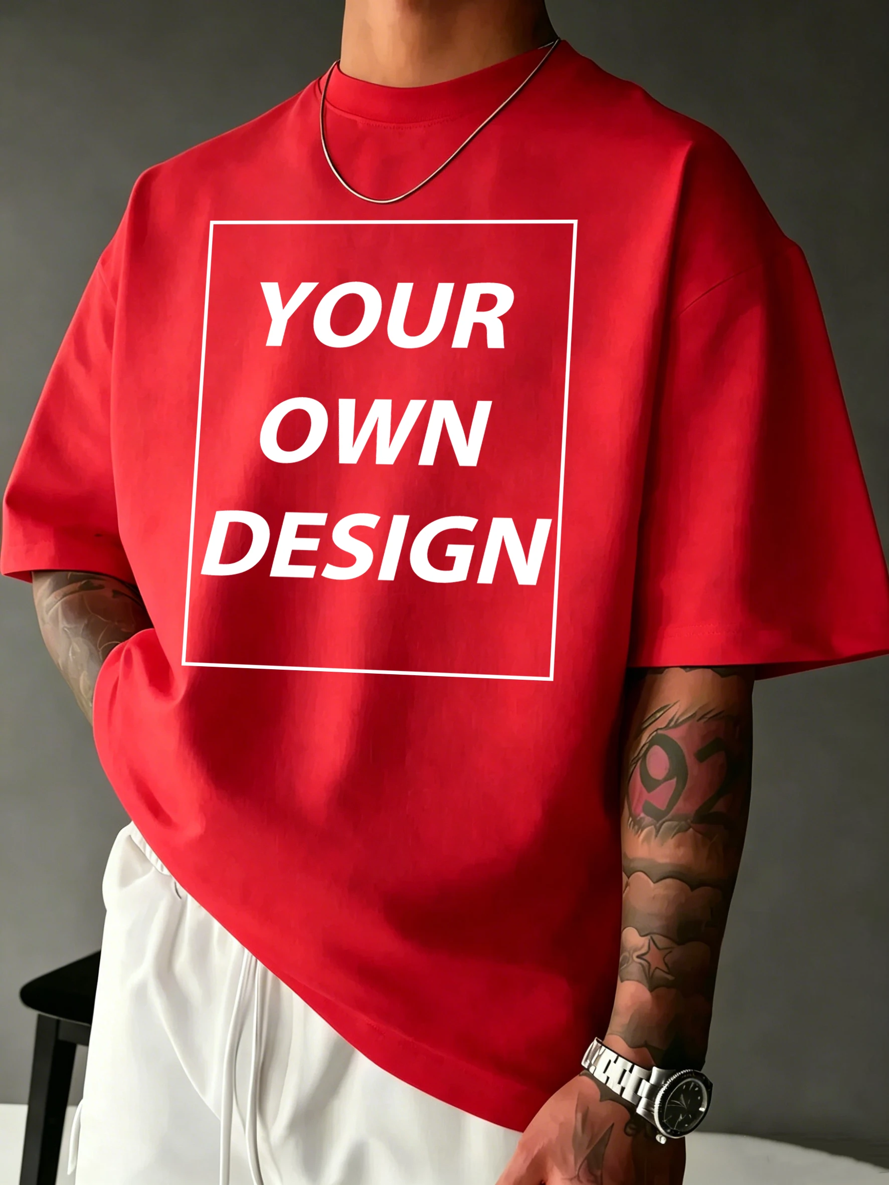 Personalisiertes, individuell bedrucktes Sommer-T-Shirt aus Baumwolle, bequemes Basic-Mode-Kurzarm-Street-Sport-T-Shirt, lockeres, atmungsaktives Oberteil – Detail 31