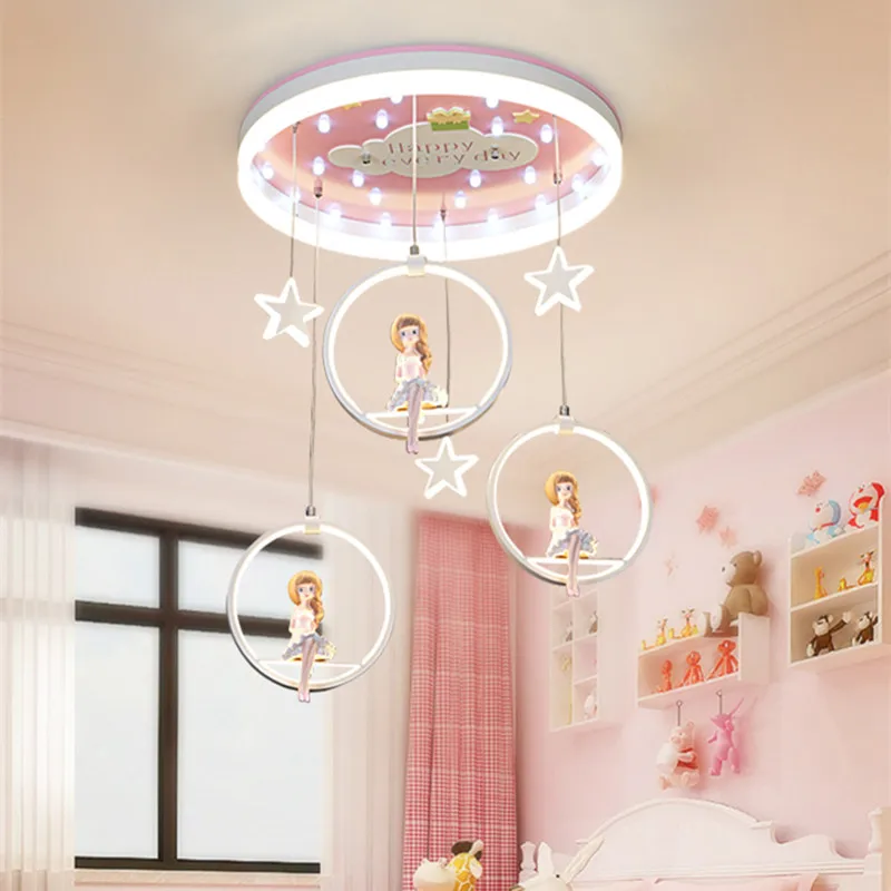 Nordic smart ceiling light baby bedroom decor led pink ceiling light for indoor living room decoration girl bed hanging lights