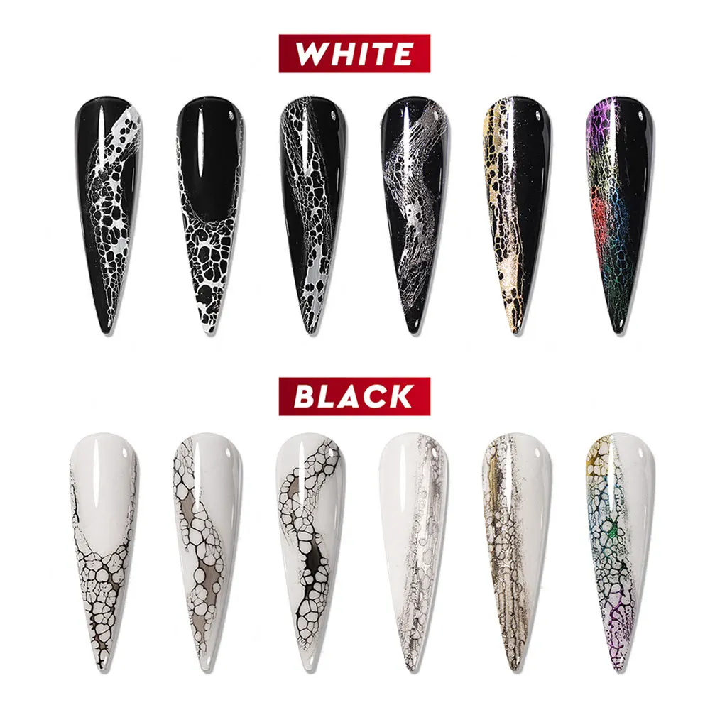 5 مللي المهنية أسود أبيض الدانتيل هلام مسمار البولندية ثقب شبكة تأثير ماجيك موجة هلام مسمار البولندية مسمار الفن نقع قبالة UV/LED جيل للأظافر