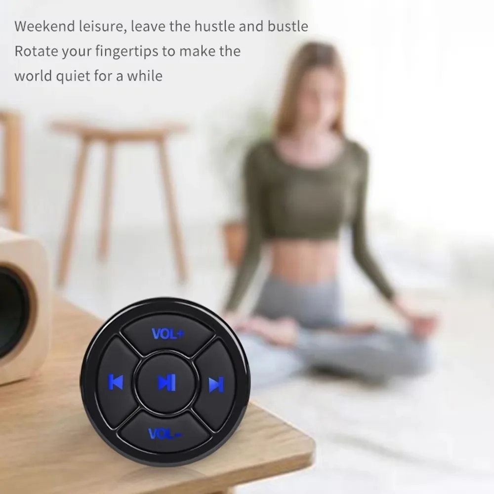 BT5.0 Wireless Media Button Wireless Connectivity Music Player Control Steering Wheel Remote Mini Size for Android iOS Devices