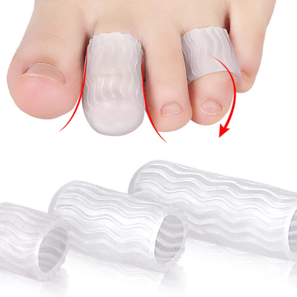 

4 Pairs Toe Sleeve Toe Cover Protector Orthopedic Toe Cover Overlapping Toe Separation Cover (White)