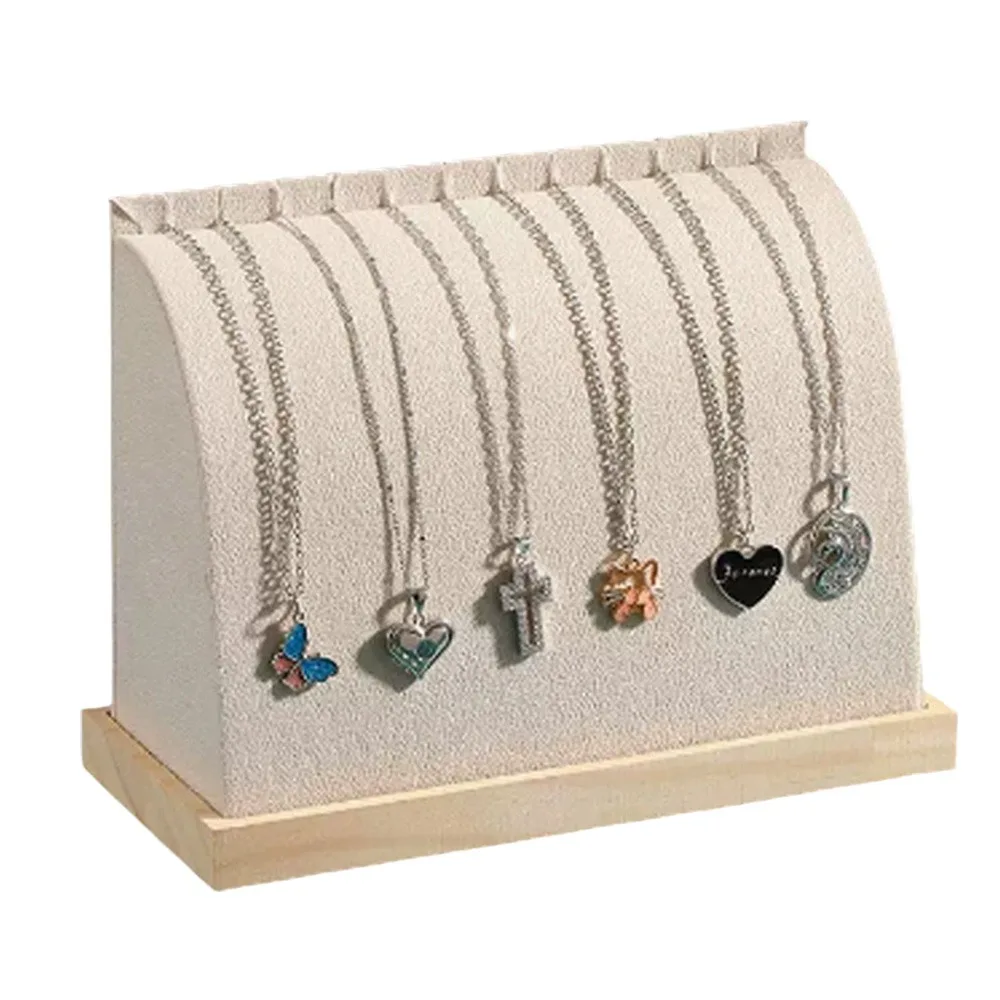 

Arc-shaped Necklaces Easel Showcase Wooden Velvet/PU Jewelry Collection Rack Fashion Jewelry Hanger