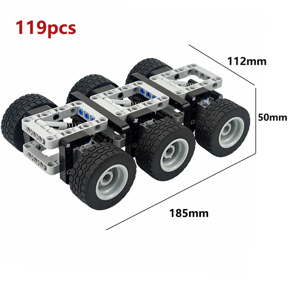 3-Achs-Anhänger 119 stücke Moc High-Tech-Autor äder Set Baustein DIY technische Pin Liftarm Teile Suspend et trailer Ziegel Spielzeug