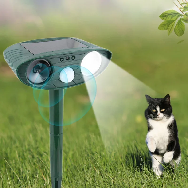 ﻿Ultrasonic Cat Dog Repellant Outdoor Solar Power Rechargeable Garden Repellers Cat Deterants for Animals