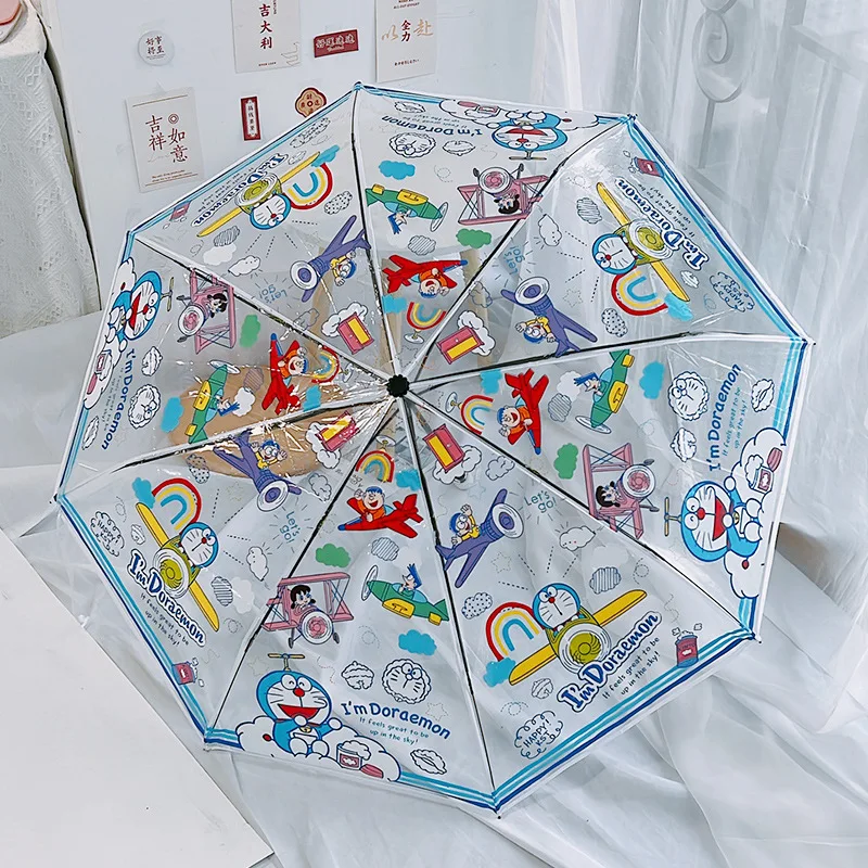 الكرتون عبقور مظلة أوتوماتيكية شفافة للبنين بنات Kawaii مظلة يدوية قابلة للطي البلاستيكية المظلات الملونة Y2K الهدايا #3