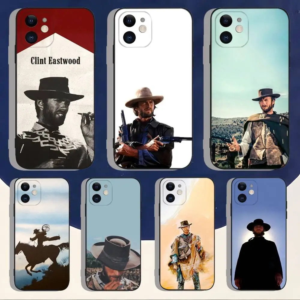 

Clint Eastwood Cowboy Phone Case For iPhone 16,15,14,13,12,11,Pro,Max,Plus,X,XS,XR,SE,8,7,Mini,Soft Silicone Black Case