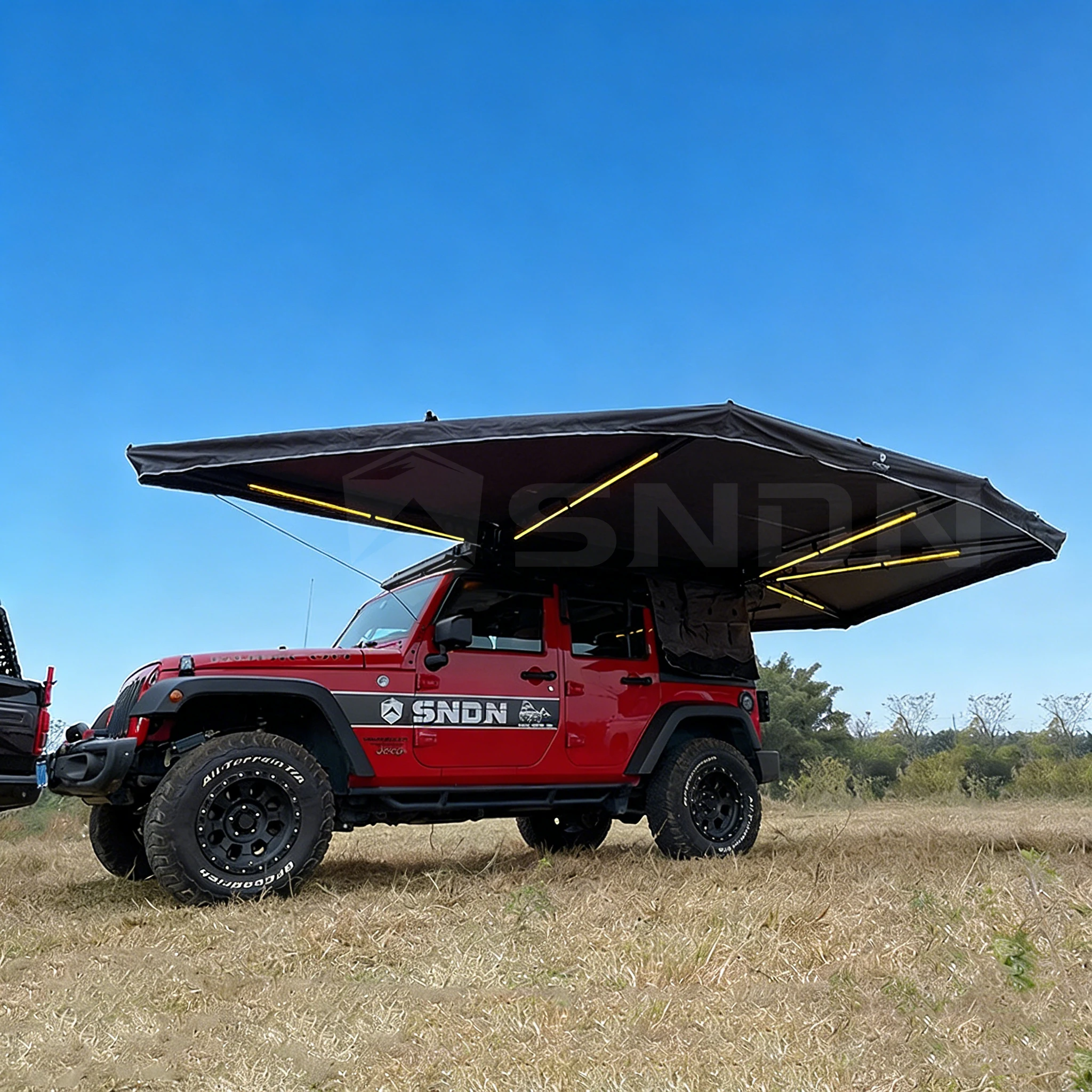 360 Car Awning,2.5M 270 Degree Awning Fox Wing Freestanding Car Awning 270 Waterproof Oxford Canvas Double Annex Car Side