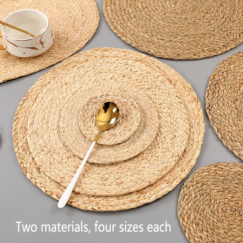 1Pcs Handmade Weave Non-slip Placemat Coaster Corn Hull for Table Dinne Round Insulation Pads Table Mats Pads Home Decor Mat