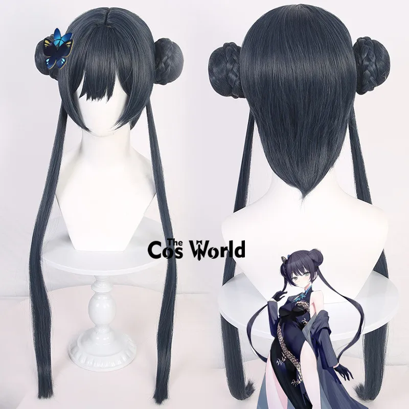 الأزرق الأرشيف كيساكي 80 سنتيمتر طويل مستقيم ألعاب الهالوين تأثيري الباروكات الألياف مقاومة للحرارة الشعر الاصطناعية + غطاء شعر مستعار #2