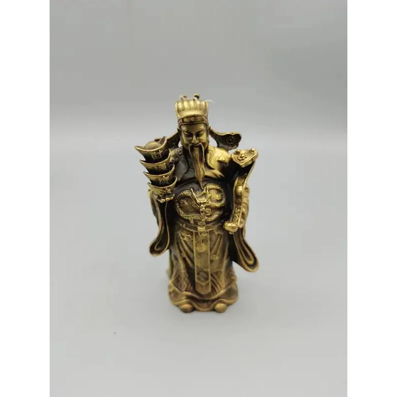 CHINA antique brass fengshui God of wealth small Statue Metal crafts home decorations statue