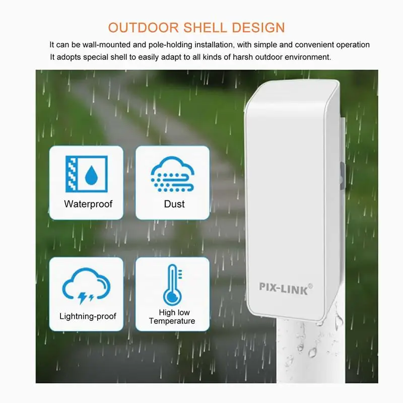 Imagem -03 - Pixlink Roteador Wi-fi ao ar Livre 300mbps Repetidor sem Fio Wifi Ponte de Longo Alcance 2.4ghz 1km ao ar Livre Cpe ap Ponte Poe Lan & Wan Cpe02