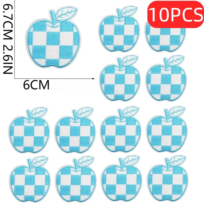 

Lots of Plaid Apple Embroidery Cloth Bag Decoration 10/50/100PCS Wholesasle Square Apple Patch Embroidery Fruit Ironing Patch