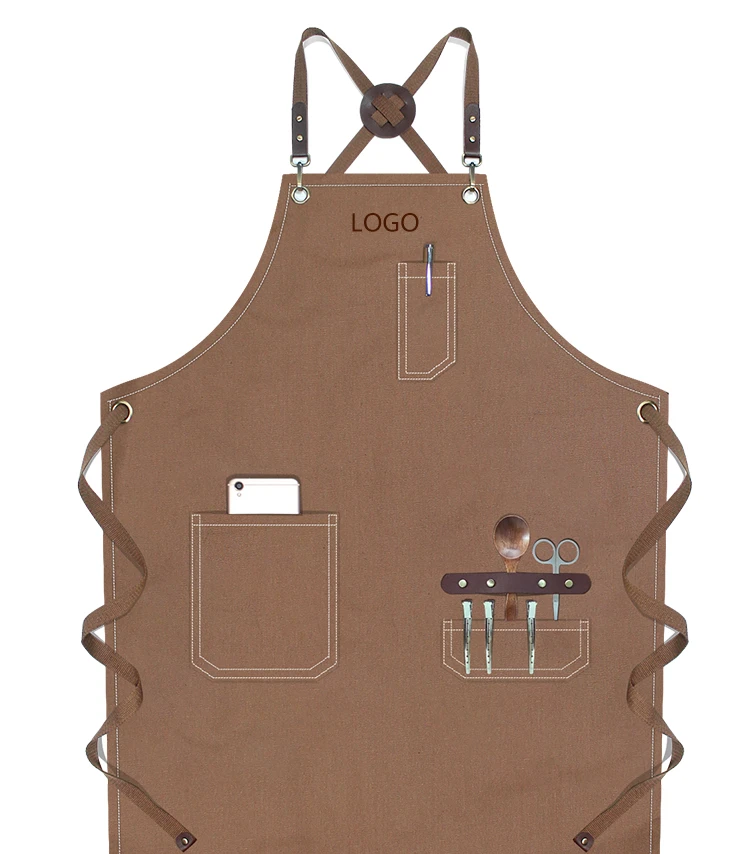 

Customized logo for the new Japanese and Korean denim canvas shoulder strap work apron