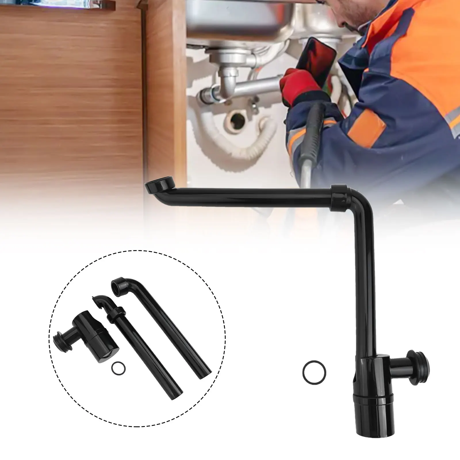 Trampa de sifón para baño, lavabo ajustable de 1 1/4 pulgadas, sello de agua estable, lavabo de diseño giratorio de 360 grados