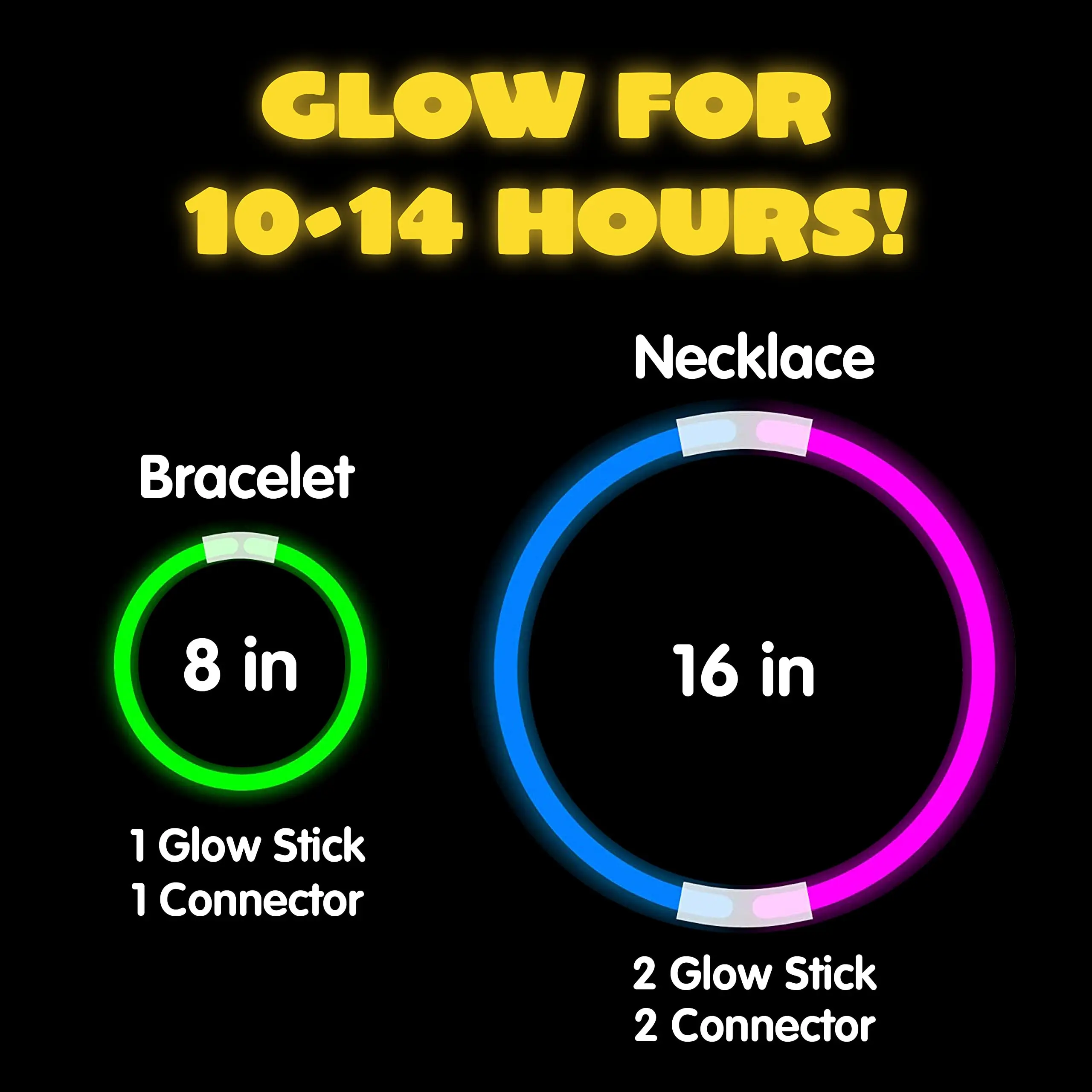 Glow sticks Bracelets Necklaces, Glow in the Dark Neon Easter, Christmas, Halloween, Football Party Supplies Pack