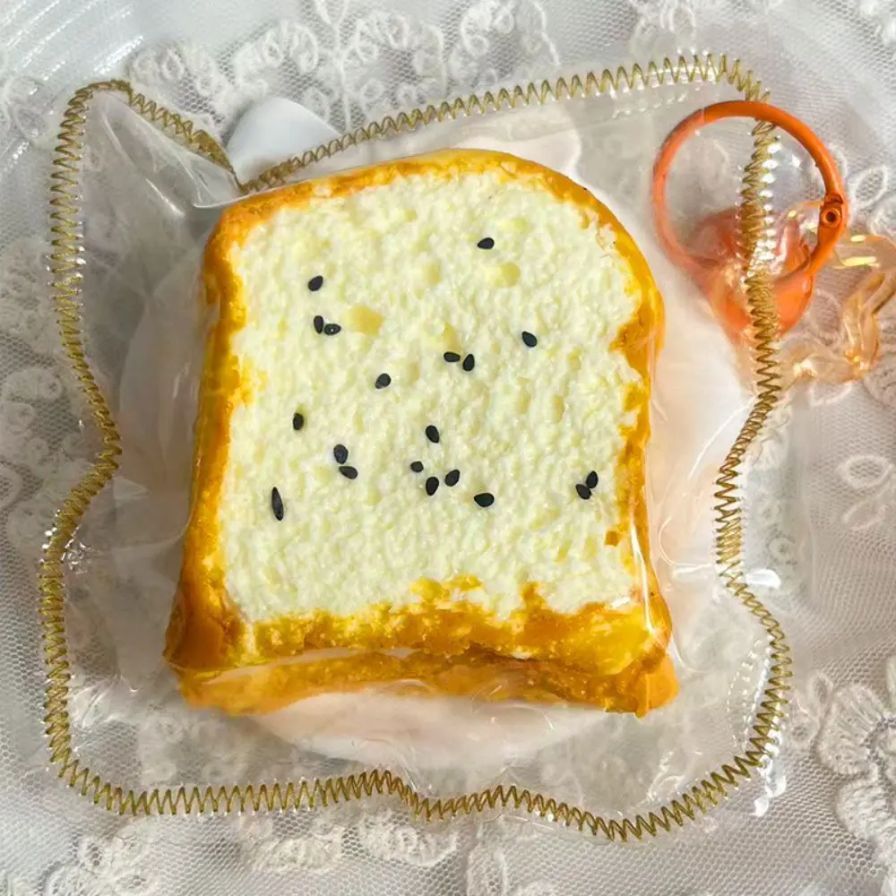 Creative Simulated Bread Squishy Toy Kneading Simulated Food Mock Bread Pincher Handmade Super Soft Squeeze Fidget Toy Keyring