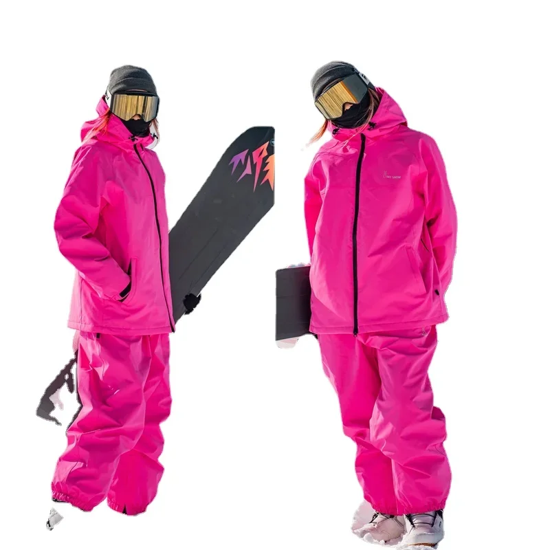 2024 Winter Oversized Woman Ski Suit Set Women Snowboarding Set Female Outdoor Snowsuit Waterproof Windproof Skiing Jacket Set