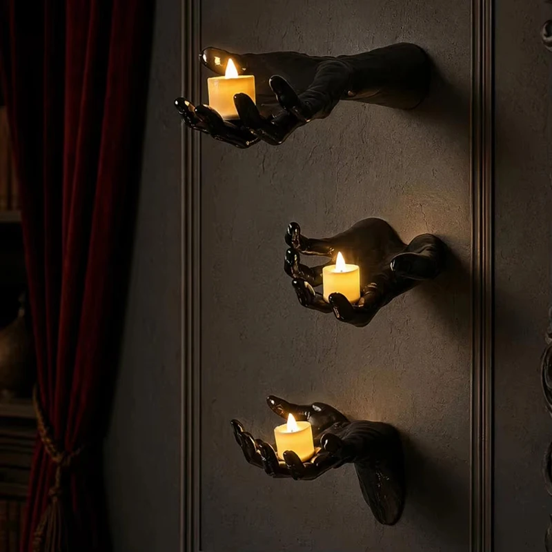 Christmas Decorations, Wall Mounted Creepy Hands, Life-size Horror Hands For Gothic Wall Decoration To Place Candles
