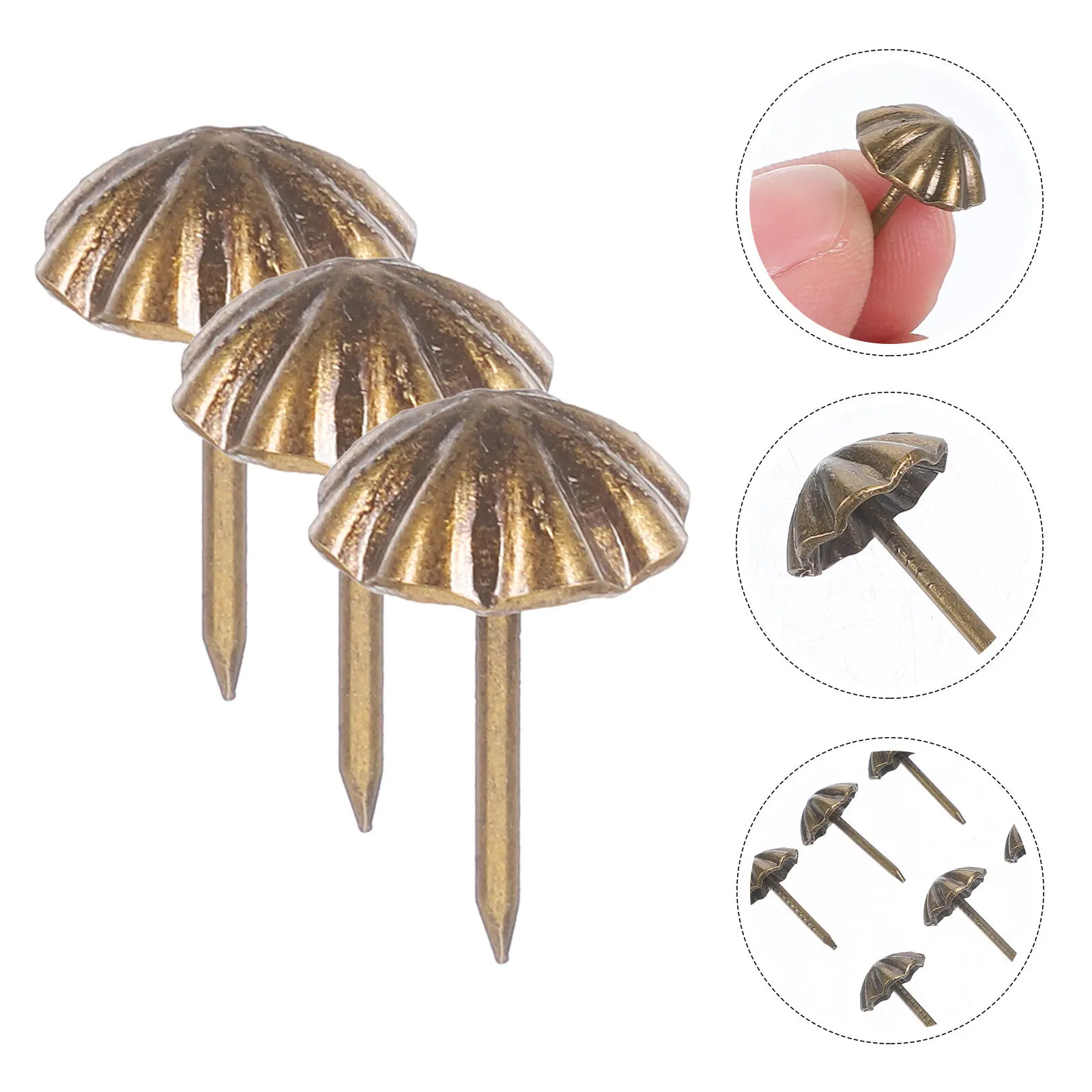 

100Pcs Classic Shape Upholstery Tacks Metal Decorative Nail Heads for Sofa Headboard Chair Bench Ottoman Furniture DIY