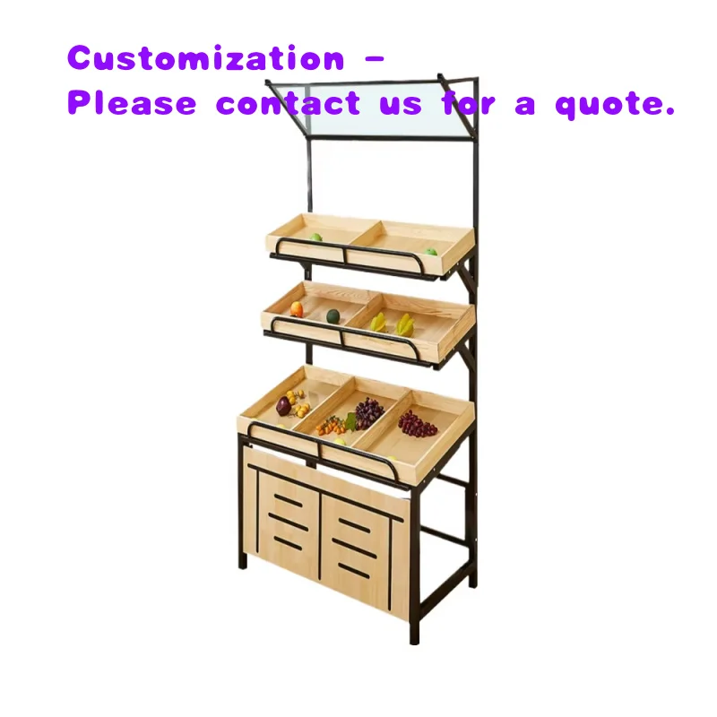 custom.Supermarket Fruit & Vegetable Storage Racks Steel & Wooden Commercial Display Stands Shelf
