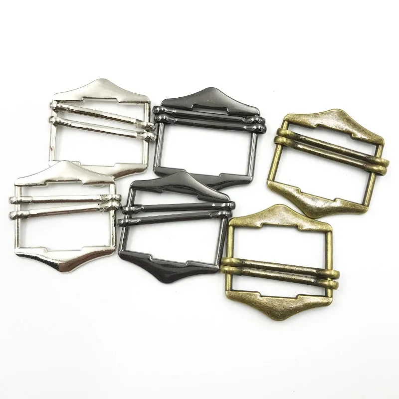 Two Slides Alloy Metal Tri-Glide Buckles For Suit Vest  Leather Bag Strap Belt  Adjustment Double Bar Roller Pin Buckle 30PCS