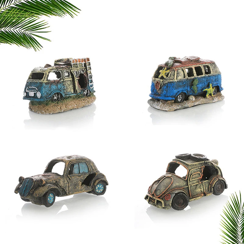 Aquarium Ornament Shaped Like Car Wreckage Featuring Hiding Holes Ideal For Fish And Shrimp Aquarium Decorations and Aquascaping