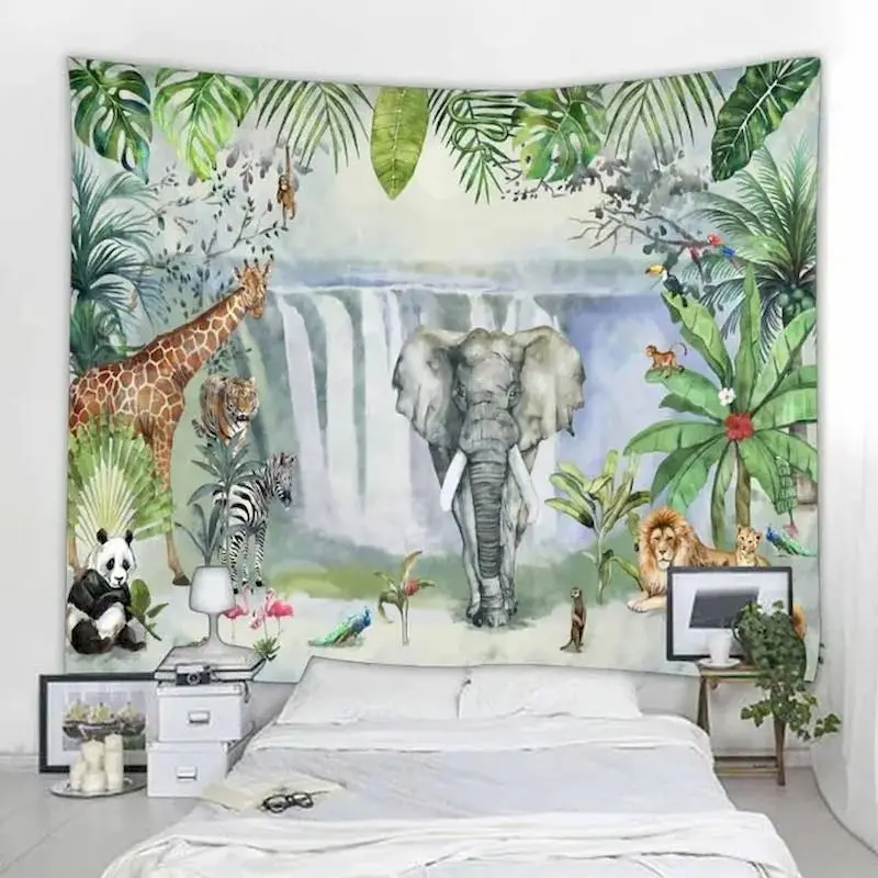 VIKAMA Tropical Leopard Sunset Tapestry Wall Hanging, 6 Designs, Wall Decor for Bedroom Living Room Dorm