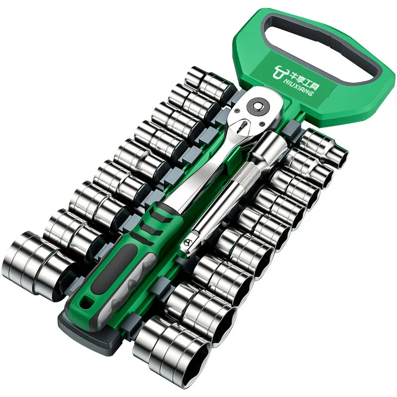 Ratchet Wrench Socket Set 72 Tooth 1/4 3/8 1/2 Inch Quick Release Reversible Handle Multi-function Auto Motorcycle Repair Tool