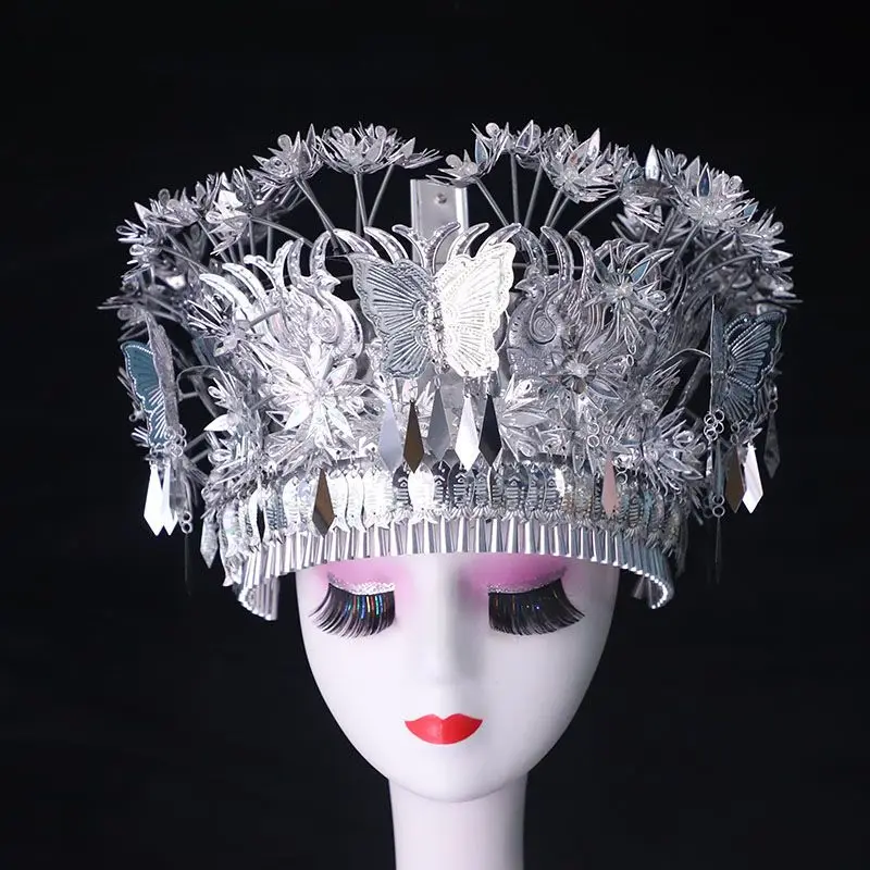 14 Styles Chinese Silver Miao Hat For Children Adults Studio Photography Vintage Headwear No Discoloration Colorful